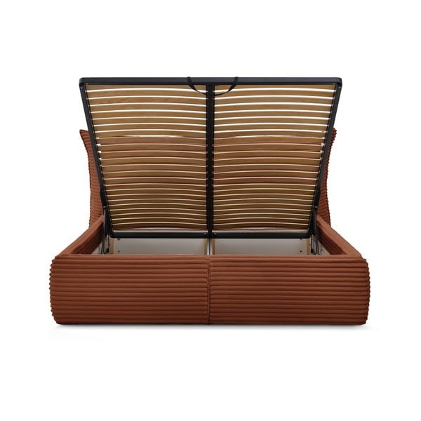 Двойно тапицирано легло с място за съхранение с включена подматрачна рамка в тухлен цвят 180x200 cm Jade – Bobochic Paris-image-4