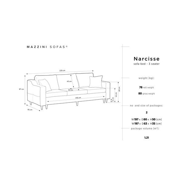 Тъмно сив триместен разтегателен диван с място за съхранение Narcisse - Mazzini Sofas-image-2