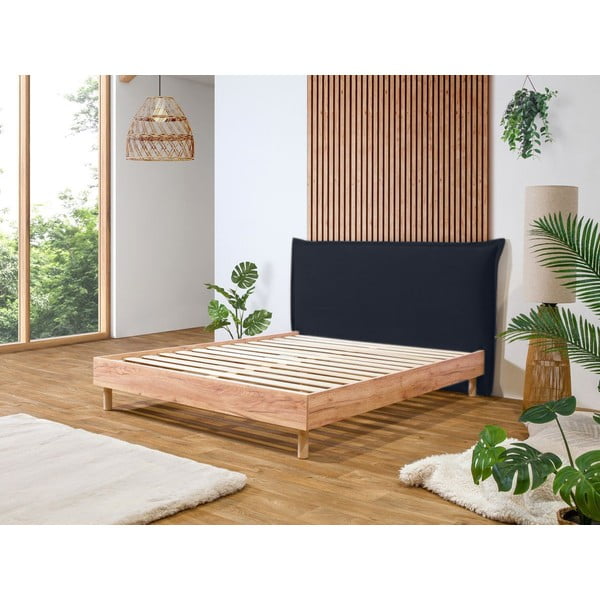 Тъмносиньо/естествено двойно легло с решетка 180x200 cm Charlie - Bobochic Paris-image-1