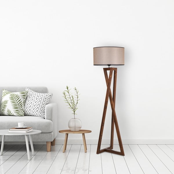 Кафява подова лампа с текстилен абажур (височина 149 cm) Maçka – Opviq lights-image-2