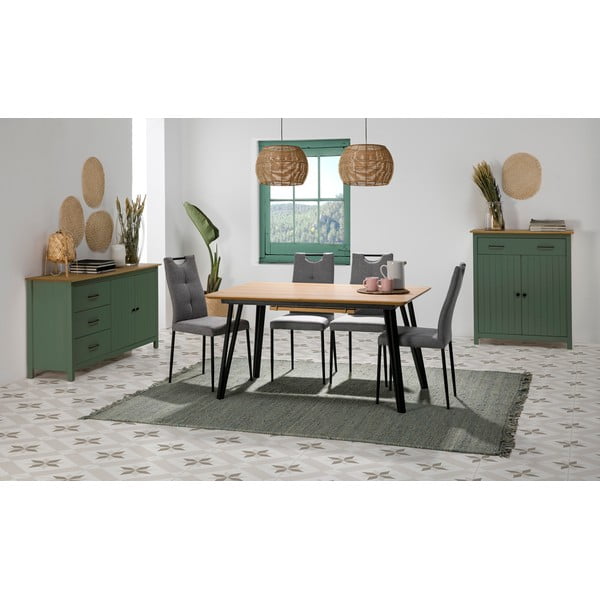 Зелен/естествен висок скрин от масивен бор 90x110 cm Miranda – Marckeric-image-1