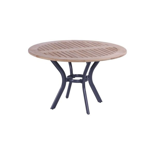 Zahradní jídelní stůl z teakového dřeva s kovovým podnožím Hartman South Wales, ø 120 cm