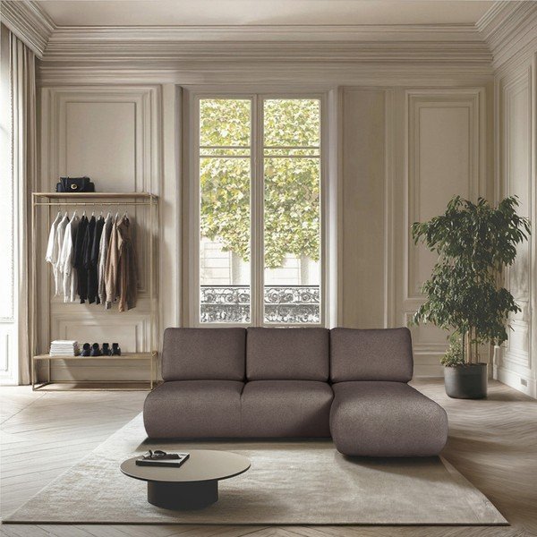 Кафяв ъглов диван от букле (десен ъгъл) Mirel – Rodier-image-1