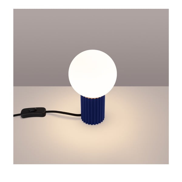 Тъмносиня настолна лампа със стъклен абажур (височина 19 cm) Orbital – Sollux-image-1