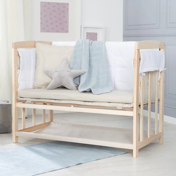 Люлка в естествен цвят с място за съхранение и сенник 90x45 cm Liebhabär - Roba-image-1