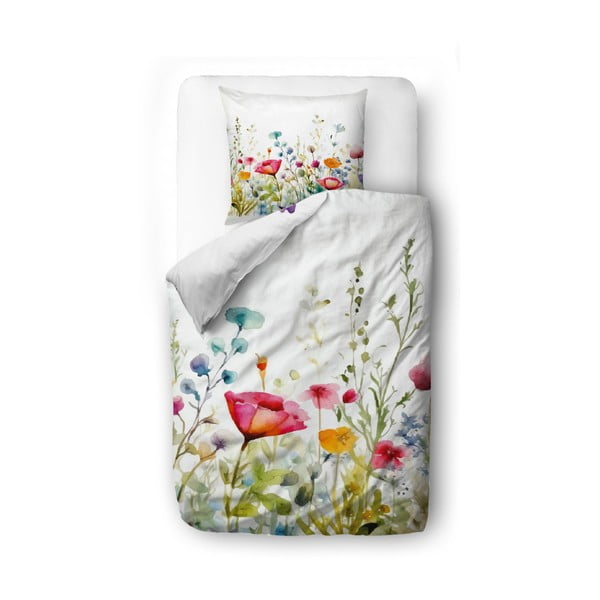 Единично  спално бельо от памучен сатен 140x200 cm Watercolour Flowers – Butter Kings