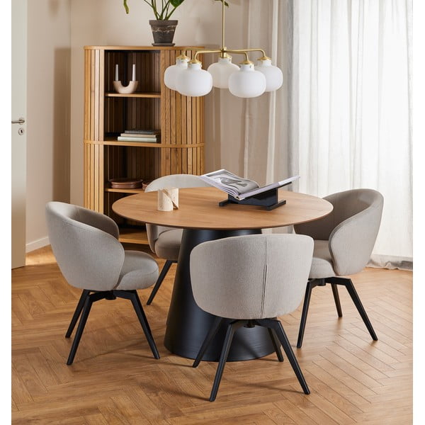 Кръгла масичка за кафе в черен и естествен цвят с дъбов плот ø 120 cm Soli – Actona-image-1