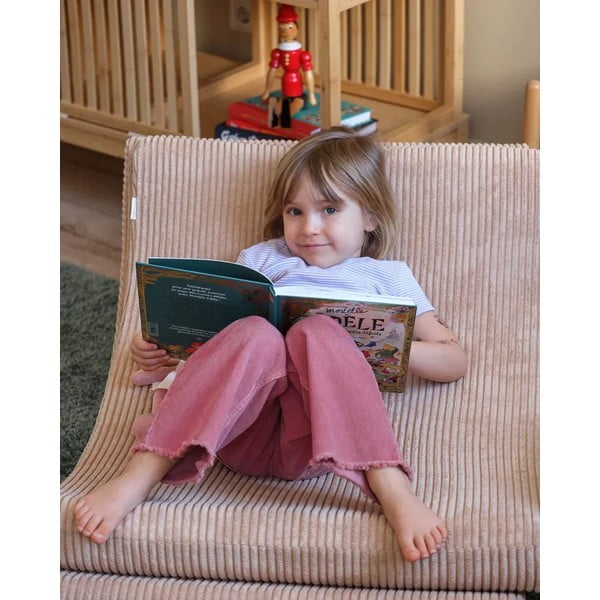 Светлокафяв детски стол от рипсено кадифе Moon – Wigiwama-image-3