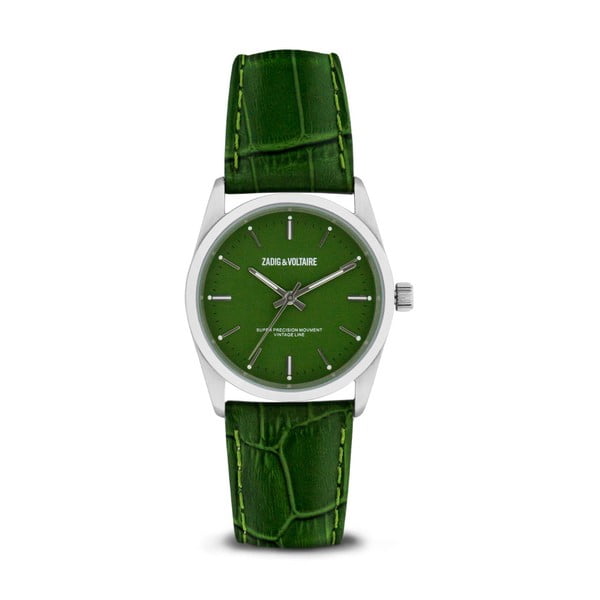 Dámské zelené hodinky s koženým páskem Zadig & Voltaire