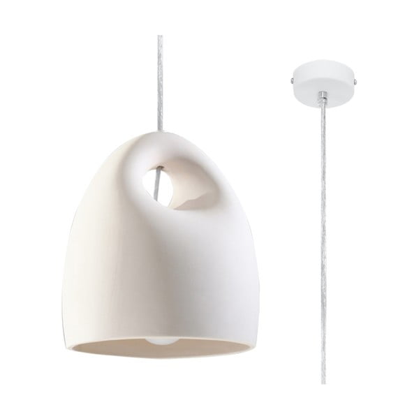 Бяло висящо осветително тяло с керамичен абажур ø 25 cm Sativa – Nice Lamps