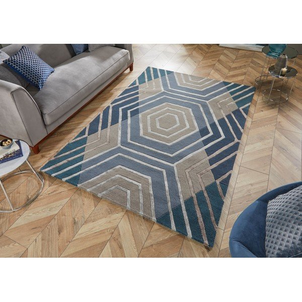 Син вълнен килим , 160 x 230 cm Harlow - Flair Rugs-image-4