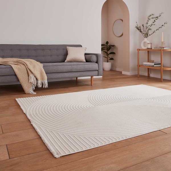 Кремав килим от рециклирани влакна подходящ за пране 120x170 cm Flores – Think Rugs-image-2