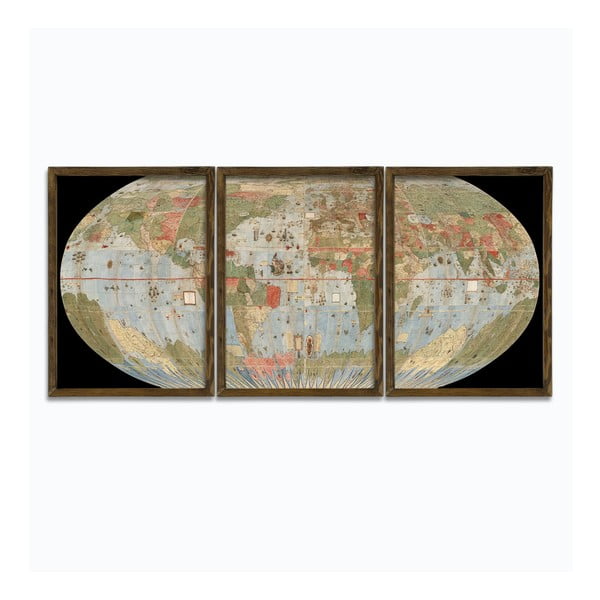 Картина от 3 части в дървена рамка Globe - Evila Originals