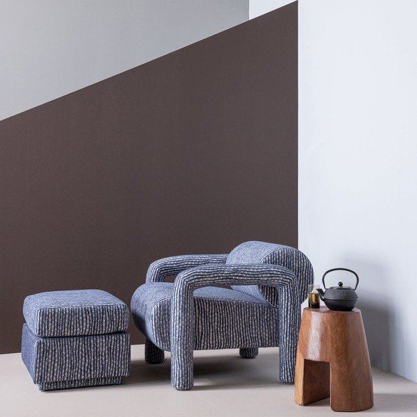 Сиво-синя тапицирана табуретка Lou – WOOOD-image-3