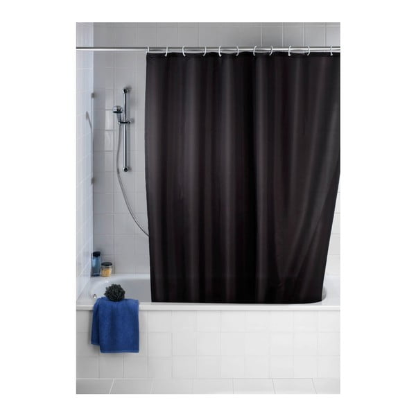 Черна завеса за душ с покритие против мухъл , 180 x 200 cm - Wenko-image-1