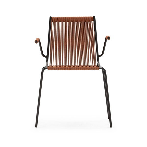 Теракотени метални трапезни столове в комплект с подлакътници/за подреждане 2 бр. Emily – Marckeric-image-4