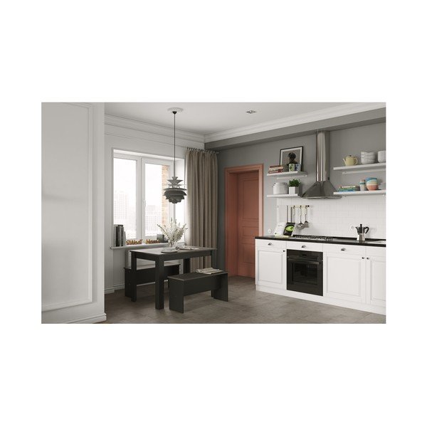 Комплект от черна маса за хранене и 2 пейки с бетонен плот Nice - TemaHome-image-1