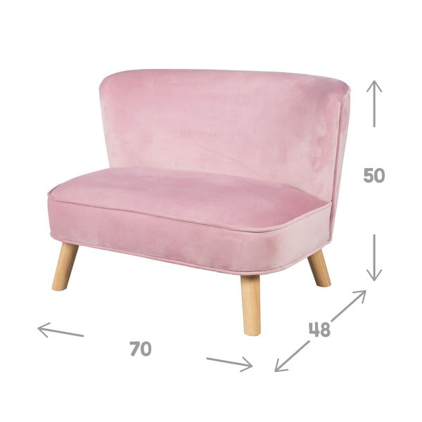 Детски диван от светлорозово кадифе 70 cm Lil Sofa - Roba-image-4
