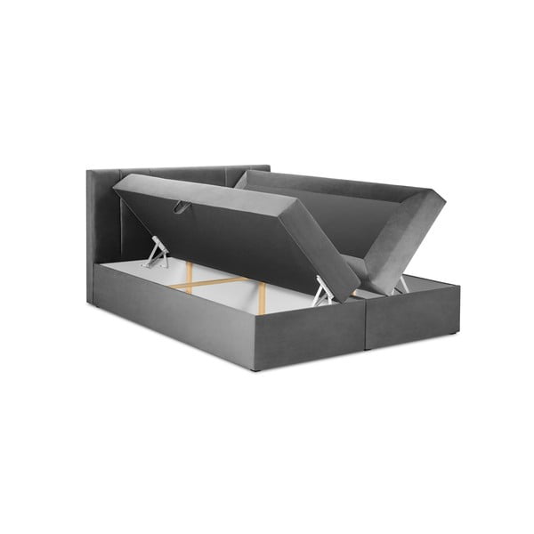 Светлосиво кадифено двойно легло , 200 x 200 cm Afra - Mazzini Beds-image-3