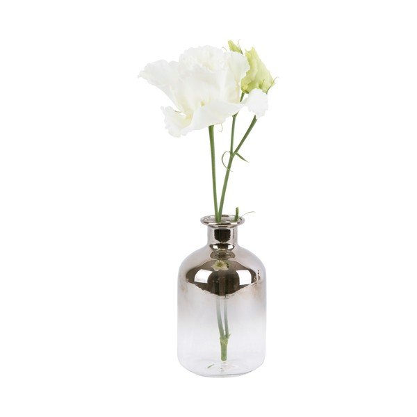 Стъклена малка ваза Сребърна тръба, височина 10 cm Mini Silver Fade - PT LIVING-image-1