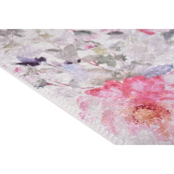 Килим подходящ за пране в розово и цвят слонова кост 80x200 cm Pink Garden – Vitaus-image-2