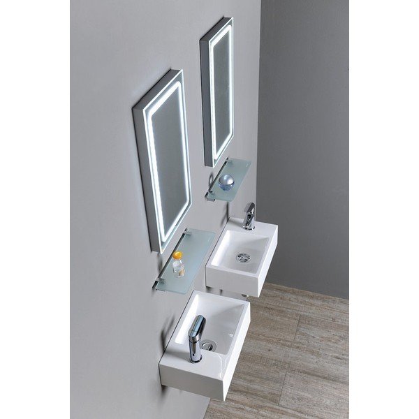 Бял малък умивалник от лят мрамор, лява страна Alabama - Sapho-image-1