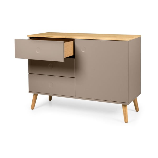 Кафяв нисък скрин с чекмеджета от дъб 109x79 cm Dot - Tenzo-image-3