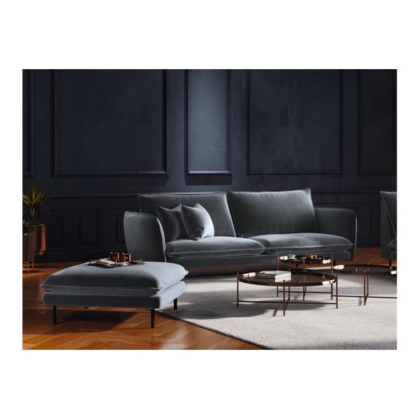 Отоман от сиво кадифе , 100 x 80 cm Vienna - Cosmopolitan Design-image-3