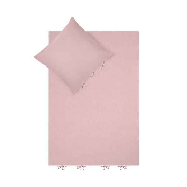Розов ленен чаршаф за единично легло Port Maine , 135 x 200 cm Indica - Westwing Collection
