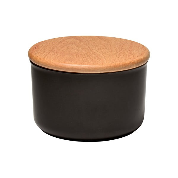 Черен буркан за пипер с дървен капак, обем 0,5 л - Emile Henry