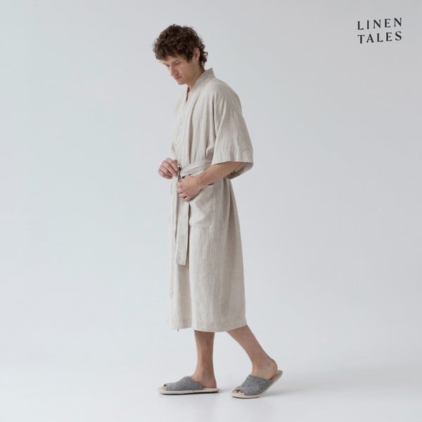 Бежов ленен халат размер L/XL Summer - Linen Tales-image-2
