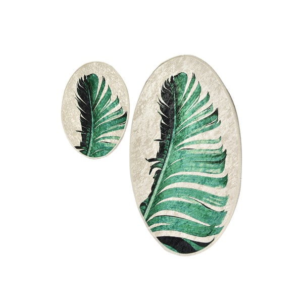 Зелени-бежови килими за баня в комплект от 2 бр. 60x100 cm Floret – Foutastic-image-4