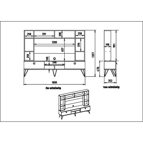 Сиво-кафяв шкаф за телевизор от орех 180x136 cm Lorenz - Kalune Design-image-4