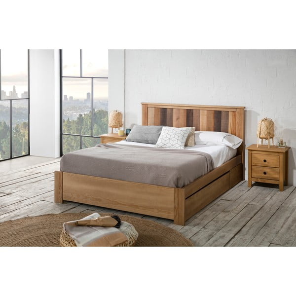 Двойно легло с решетка 140x190 cm в естествен цвят Maude - Marckeric-image-1