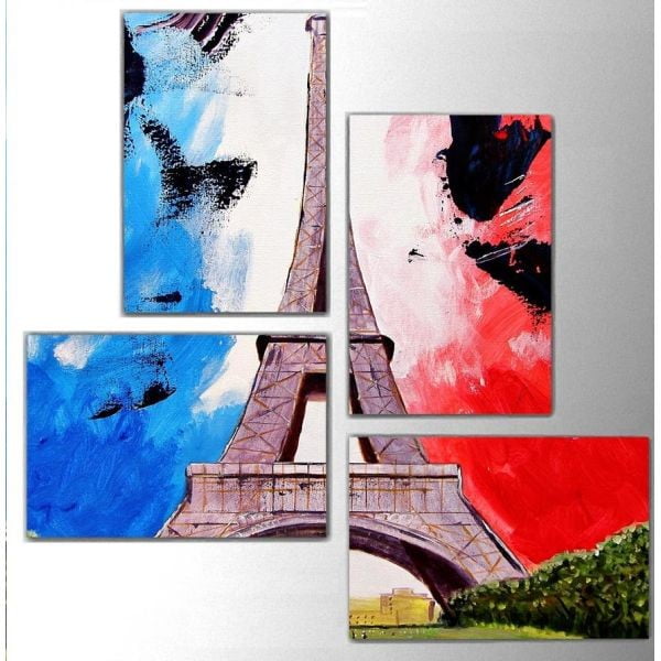 4dílný obraz Color Eiffel, 76x76 cm