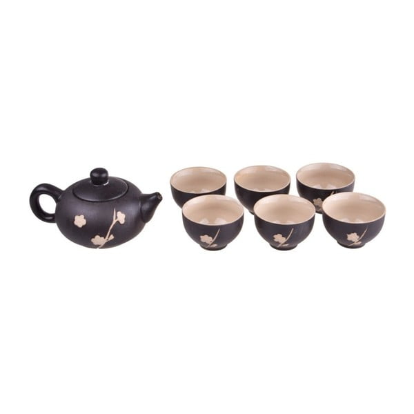 Комплект от черен чайник и 6 чаши Fornia - Bambum