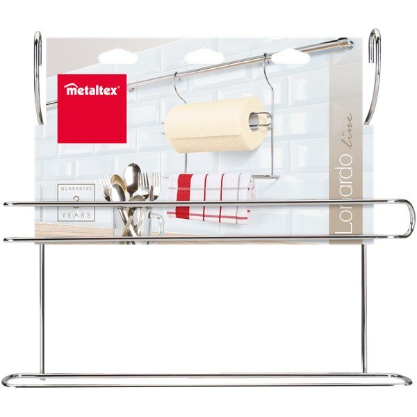 Висяща стойка за кухненски кърпи от хромирана стомана в сребристо Lonardo – Metaltex-image-1
