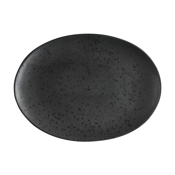 Овална чиния за сервиране от черен фаянс Basics Black, 45 x 34 cm Stentøj - Bitz