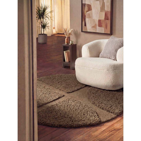 Кафяв ръчно изработен кръгъл килим ø 200 cm Lambeth Jasper – Ted Baker-image-1