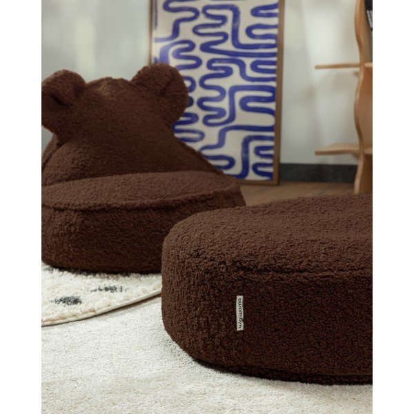 Тъмнокафяв детски пуф от прежда с примки от букле Warm Hazel – Wigiwama-image-4