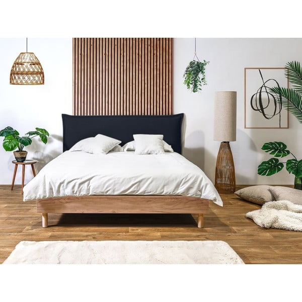 Тъмносиньо/естествено двойно легло с решетка 180x200 cm Charlie - Bobochic Paris-image-2