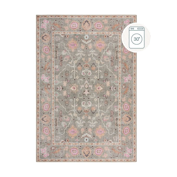 Светлозелен килим подходящ за пране 190x290 cm Una Floral – Flair Rugs