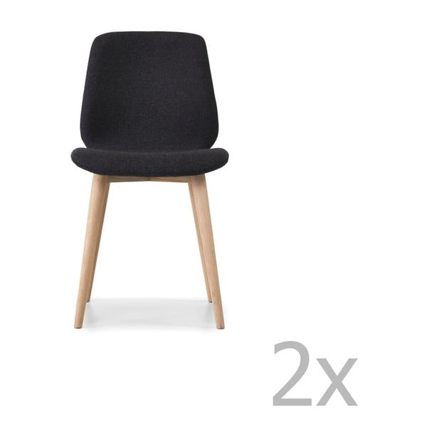 Комплект от 2 черни трапезни стола с масивни дъбови крака WOOD AND VISION Cut - Wood and Vision