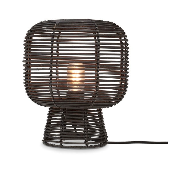 Черна настолна лампа с абажур от ратан (височина 30 cm) Tanami - Good&Mojo