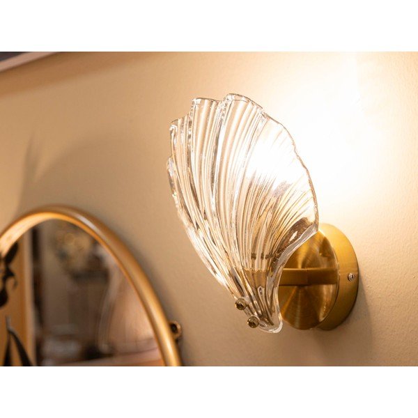 Стъклена стенна лампа  в златист цвят Da Muro Shell – Mauro Ferretti-image-1