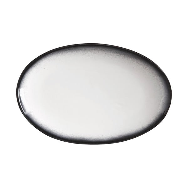 Черно-бяла керамична овална чиния Caviar, 25 x 16 cm - Maxwell & Williams