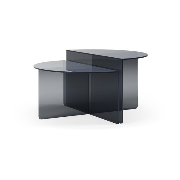 Сиви стъклени кръгли масички за кафе в комплект 2 бр. ø 80 cm Velta – MOME