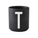 Черна порцеланова чаша Alphabet T, 250 ml A-Z - Design Letters