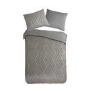 Сиво/кафяво единично удължено спално бельо от микрофибър 140x220 cm Pure Zigzag – Good Morning