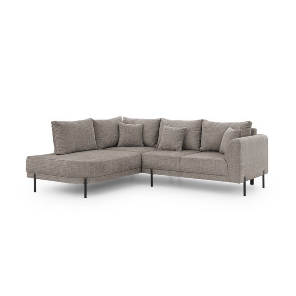 Кафяво-сив шенилов ъглов диван (ляв ъгъл/L форма) Mauris  – Ropez-image-2